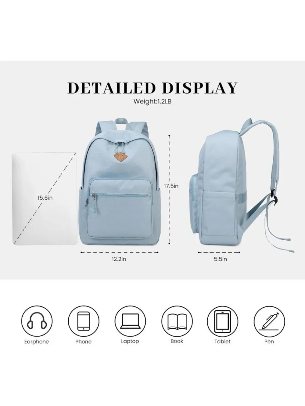 Durable Water-Resistant Classic Backpack for School, Travel & College - Pink